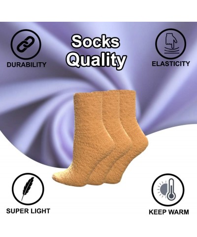 Women Fuzzy Socks Crew Socks, Warm Butter Soft (9-11) 12 Pair Light Yellow $12.48 Socks