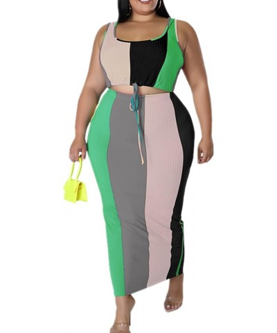 Tie Dye Plus Size Skirt Sets Women 2 Piece Outfits Sexy-Midi Skirt and Long Sleeve Top Sets Dresses women Green 218 $19.94 Suits