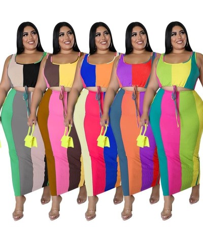 Tie Dye Plus Size Skirt Sets Women 2 Piece Outfits Sexy-Midi Skirt and Long Sleeve Top Sets Dresses women Green 218 $19.94 Suits