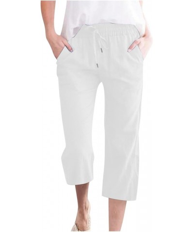 Cargo Pants for Women High Waisted Cropped Sweatpants Casual Lightweight Joggers Wide Leg Trousers with Pockets A09-white $7....