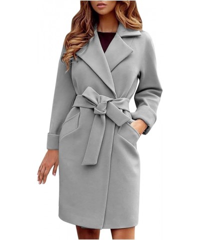 Women Classic Lapel Peacoat Trench Coat Casual 2024 Solid Overcoat Winter Elegant Lady Fashion Business Blazers Coat A-grey $...