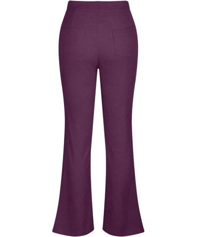 Women's Corduroy Flared Pants/Straight Pants, High Waisted Slim Fit Casual Wide Leg Trousers Elastic Bell Bottom Trousers 04-...