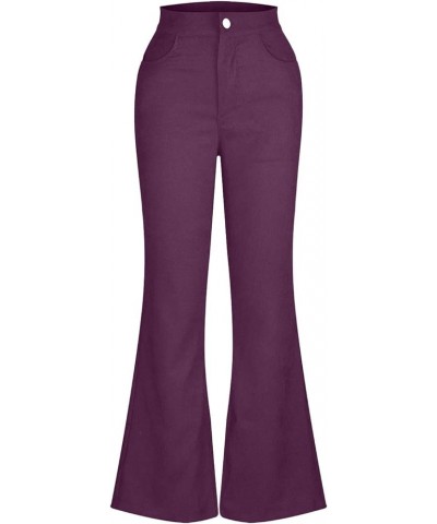 Women's Corduroy Flared Pants/Straight Pants, High Waisted Slim Fit Casual Wide Leg Trousers Elastic Bell Bottom Trousers 04-...