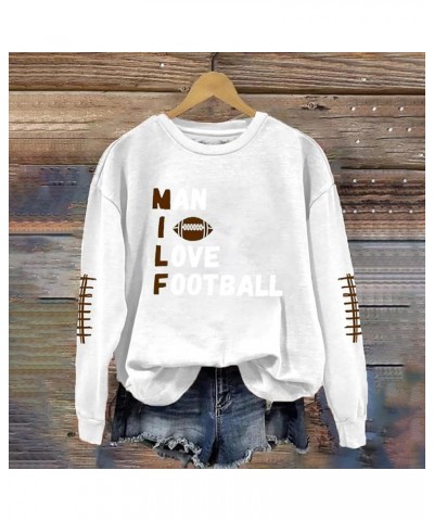 Football Sweatshirts for Women Game Day Touchdown Season Sweatshirt Rugby Graphic Sunday Funday Hoodie A5-white $12.17 Hoodie...