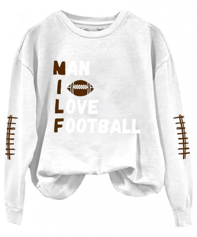 Football Sweatshirts for Women Game Day Touchdown Season Sweatshirt Rugby Graphic Sunday Funday Hoodie A5-white $12.17 Hoodie...