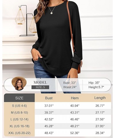 2 Pack Women's Crew Neck Sweatshirts, Long Sleeve Casual Shirts Loose Fit Soft Tunic Tops Plain Basic Pullover Tees Black, Ap...