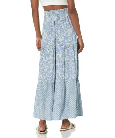 Women's Printed Maxi Skirt with Side Slit Blue $13.64 Skirts