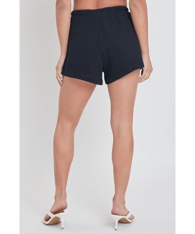 Women's Drawstring Textured Shorts with Pockets Black $7.78 Shorts