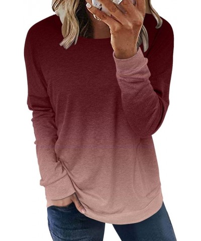 Womens Crewneck Sweatshirt Casual Loose Fitting Tops Long Sleeve T Shirt 0-gradualred $14.94 Hoodies & Sweatshirts