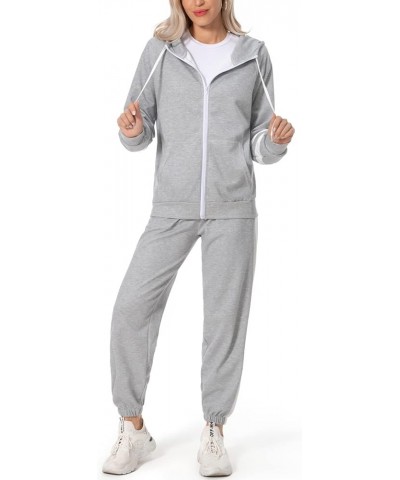 Women's 2 Piece Casual Tracksuit Outfits Long Sleeve Zip Up Hoodie Coat with Color Block Pants Sweatsuits Grey $18.15 Activewear