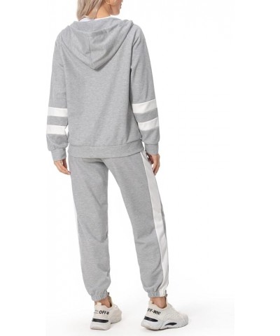 Women's 2 Piece Casual Tracksuit Outfits Long Sleeve Zip Up Hoodie Coat with Color Block Pants Sweatsuits Grey $18.15 Activewear