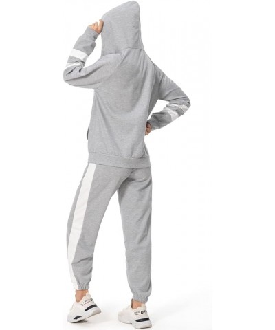 Women's 2 Piece Casual Tracksuit Outfits Long Sleeve Zip Up Hoodie Coat with Color Block Pants Sweatsuits Grey $18.15 Activewear