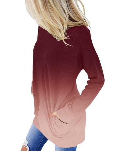 Womens Crewneck Sweatshirt Casual Loose Fitting Tops Long Sleeve T Shirt 0-gradualred $14.94 Hoodies & Sweatshirts