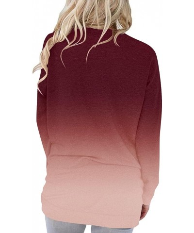 Womens Crewneck Sweatshirt Casual Loose Fitting Tops Long Sleeve T Shirt 0-gradualred $14.94 Hoodies & Sweatshirts