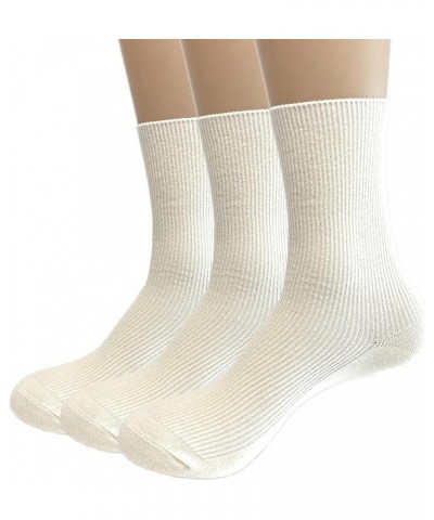 3 Pairs Ultra-Soft Neutral Cotton and Wool Blend Socks - Athletic Aesthetic Crew Socks for Women and Girls White & White & Wh...