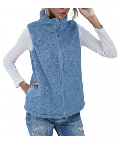 Vests for Women 2023 Winter Casual Sherpa Fleece Lightweight Jackets Fall Warm Zipper Waistcoat Outwear with Pockets Blue $8....