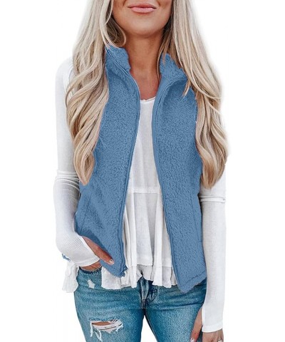 Vests for Women 2023 Winter Casual Sherpa Fleece Lightweight Jackets Fall Warm Zipper Waistcoat Outwear with Pockets Blue $8....