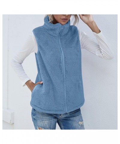 Vests for Women 2023 Winter Casual Sherpa Fleece Lightweight Jackets Fall Warm Zipper Waistcoat Outwear with Pockets Blue $8....