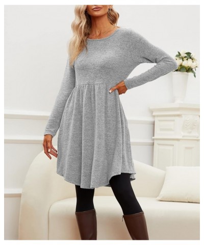 Women's Casual Long Sleeve Dresses Fall Wedding Guest Dress with Pockets Light Grey $20.05 Others