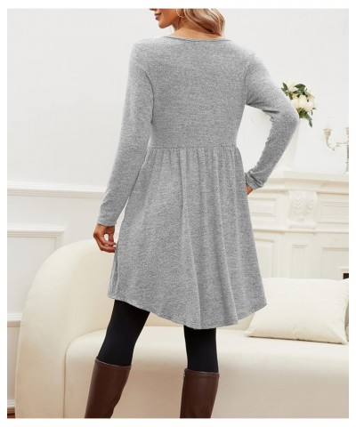 Women's Casual Long Sleeve Dresses Fall Wedding Guest Dress with Pockets Light Grey $20.05 Others