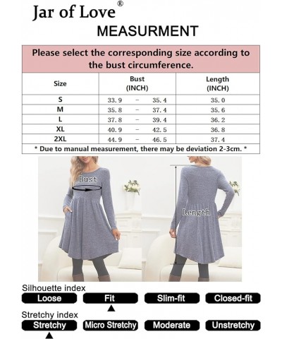 Women's Casual Long Sleeve Dresses Fall Wedding Guest Dress with Pockets Light Grey $20.05 Others