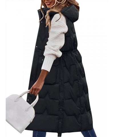 Oversized Long Down Vest for Women Outdoor Coats with Hood Long Puffer Vest Winter Coats Sleeveless Warm Jacket Y-black $34.2...