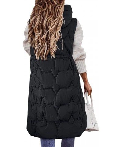 Oversized Long Down Vest for Women Outdoor Coats with Hood Long Puffer Vest Winter Coats Sleeveless Warm Jacket Y-black $34.2...