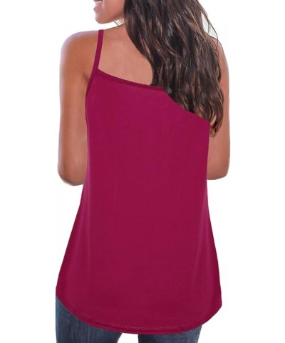 Print Long Vest,Flowy Tank Top for Women,Loose Cami,Pleated Dressy Swing Spaghetti Strap Camisole Red $11.25 Tanks