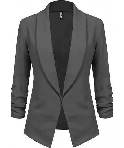 Women 3/4 Sleeve Blazer Open Front Cardigan Jacket Work Office Blazer Wsk2324_charcoal $15.98 Blazers