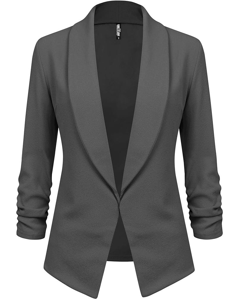 Women 3/4 Sleeve Blazer Open Front Cardigan Jacket Work Office Blazer Wsk2324_charcoal $15.98 Blazers