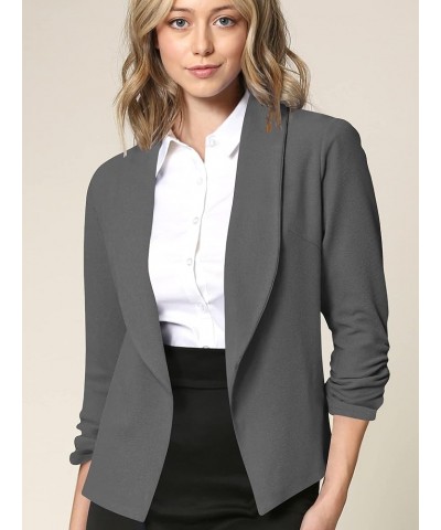 Women 3/4 Sleeve Blazer Open Front Cardigan Jacket Work Office Blazer Wsk2324_charcoal $15.98 Blazers