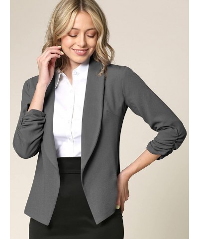 Women 3/4 Sleeve Blazer Open Front Cardigan Jacket Work Office Blazer Wsk2324_charcoal $15.98 Blazers