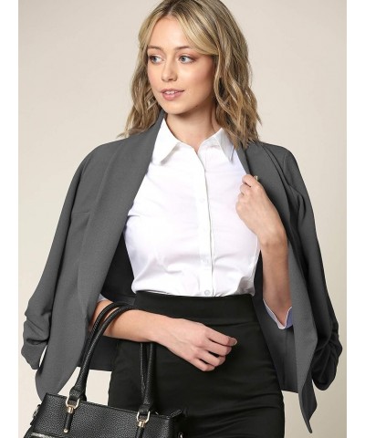 Women 3/4 Sleeve Blazer Open Front Cardigan Jacket Work Office Blazer Wsk2324_charcoal $15.98 Blazers