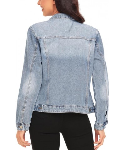 Women's Denim Jackets Button Up Long Sleeve Basic Trendy Trucker Jackets 1-retro Blue $24.00 Jackets