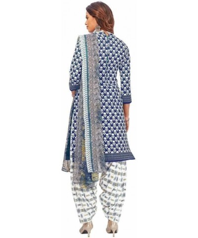 Indian Pakistani Panjabi Style Crepe Fabric Regular Wear Patiala Salwar Suit with Multi Colour Dupatta for Women Blue319 $24....