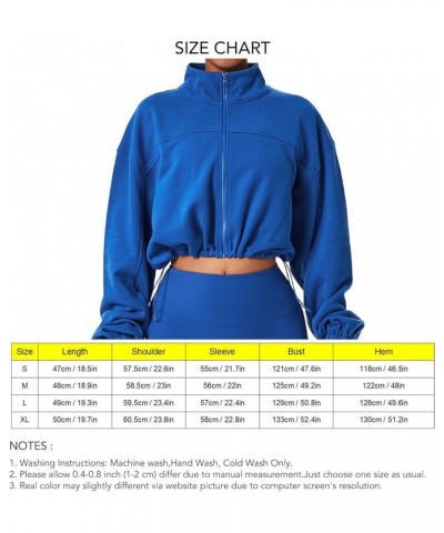 Women Sweat Jacket Cropped Without Hood Sports Long Sleeve Short Cardigan with Zipper Active Wear for Yoga Running Blue $20.9...