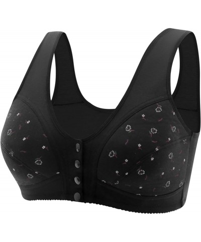 Womens Bras Front Snap Closure Button Front Bra Floral Wirefree Bra Everyday Sleep Bras Sports Bras for Women Girls 6-black $...