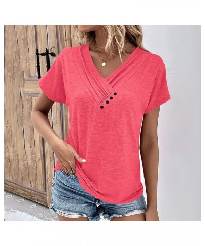 Fall Clothes for Women 2023 Trendy 3/4 Long Sleeve Shirts Button Crew Neck Blouses Dressy Casual Tops Tees Loose Fit Tshirts ...