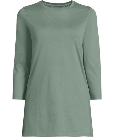 Women's 3/4 Sleeve Supima Cotton Crewneck Tunic Lily Pad Green $20.86 Tops