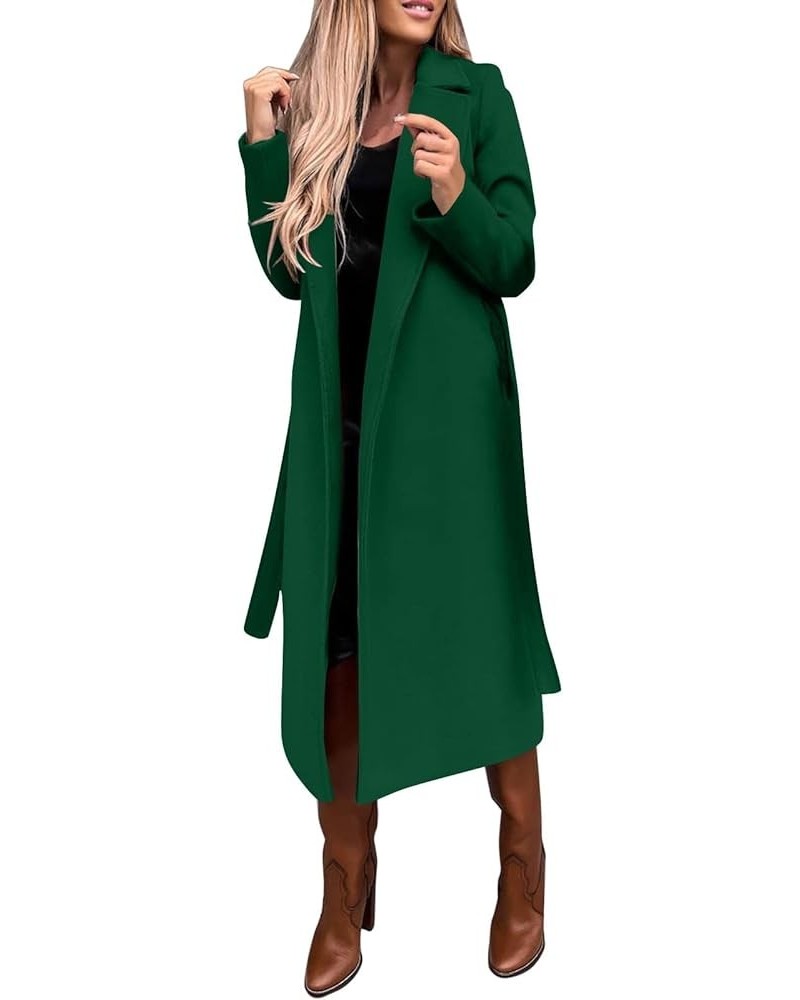 Light Jacket Wool Coats Blouse Thin Coat Trench Long Jacket Ladies Slim Long Belt Elegant Overcoat Women's Car 240117a-green ...