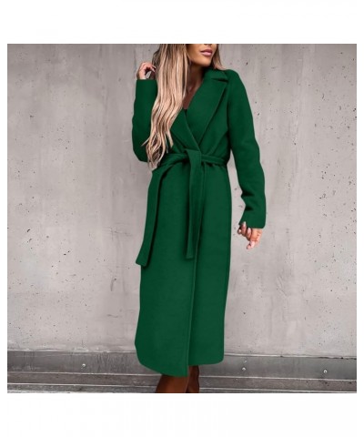 Light Jacket Wool Coats Blouse Thin Coat Trench Long Jacket Ladies Slim Long Belt Elegant Overcoat Women's Car 240117a-green ...