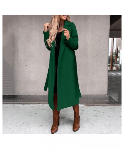 Light Jacket Wool Coats Blouse Thin Coat Trench Long Jacket Ladies Slim Long Belt Elegant Overcoat Women's Car 240117a-green ...