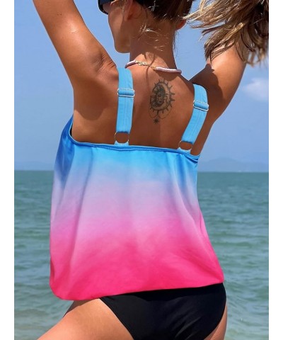 Tankini Top Swimsuit Tops for Women Modest Tummy Control Swim Tops Plus Size Bathing Suit Top S-XXXL No Bottom Pink Blue $13....