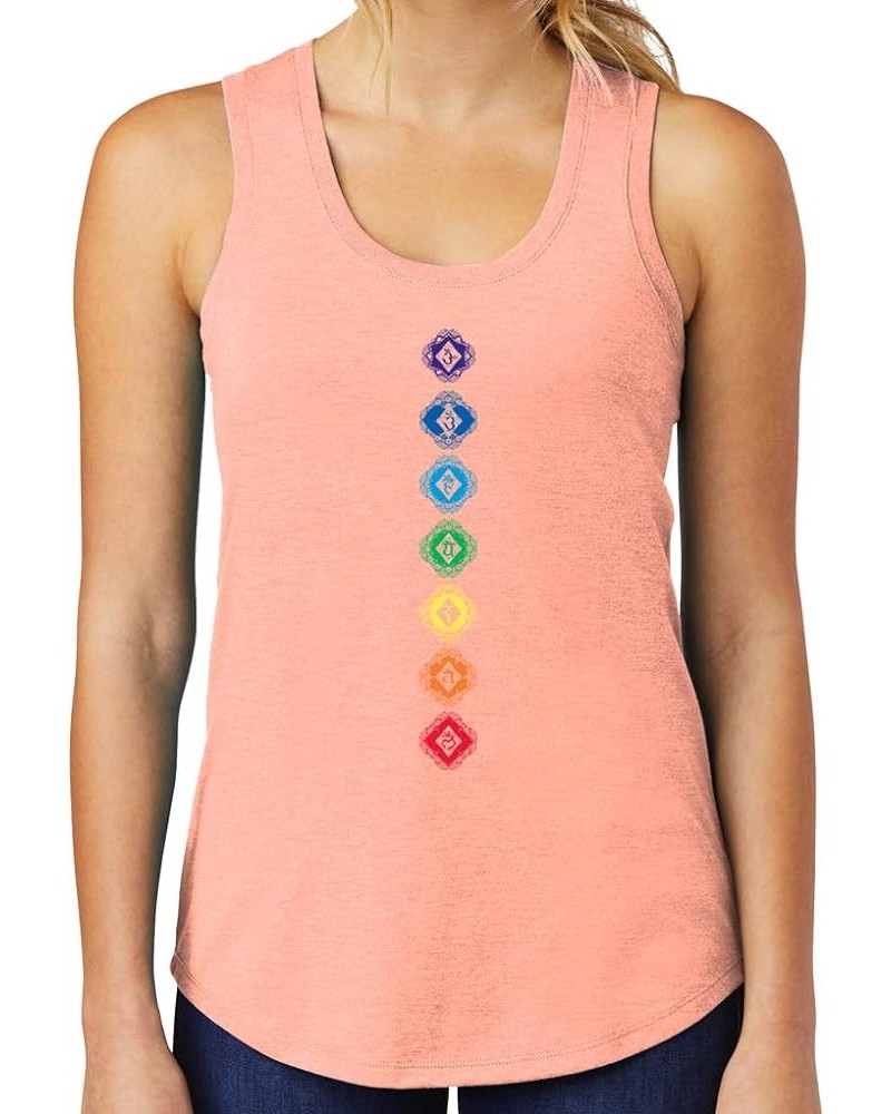 Women's Diamond Chakras Racerback Tank Top Peach $14.27 Activewear