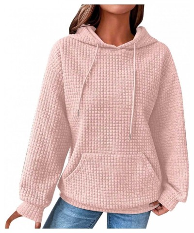 Waffle Hoodies For Women,Fall Fashion 2023 Long Solid Casual Pullover Long Sleeve Drawstring Swaetshirts,Lightweight Hoodies ...