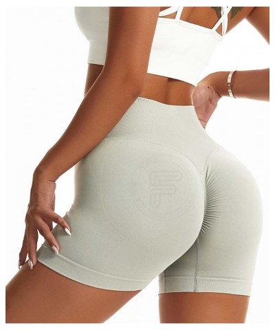 FITNEXX Women's TIK TOK High Waist Seamless Scrunch Booty Shorts Butt Lifting Yoga Brazilian Shorts 3 Cross Waist Light Gray ...