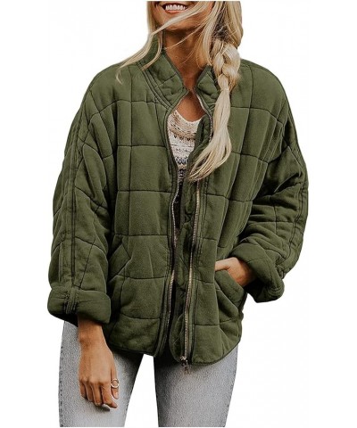 Quilted Puffer Jacket Women Lightweight Zipper Short Padded Coat Warm Winter Down Coat Outwear Tops with Pockets A-army Green...