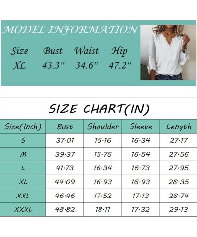 Fall Tops for Women 2023 Trendy,Women's Top Loose V-Neck Seven-Quarter Bell Sleeve T-Shirt 4-mint Green $9.35 T-Shirts