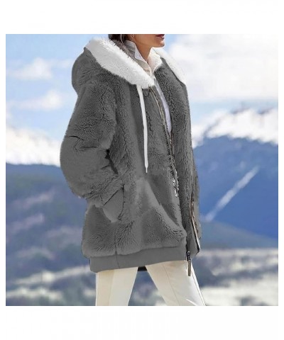 Winter Coats for Women Warm Button Down/Zipper Fur Fleece Wool Sherpa Coats with Pockets 884 Zl C-dark Gray $19.46 Jackets