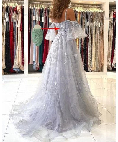 Tulle Prom Dresses for Women Long Ball Gown Off Shoulder Lace Applique Formal Evening Party Gowns 2024 Lilac $38.70 Dresses